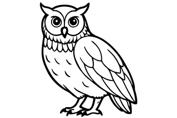 Owl line art vector illustration and white background
