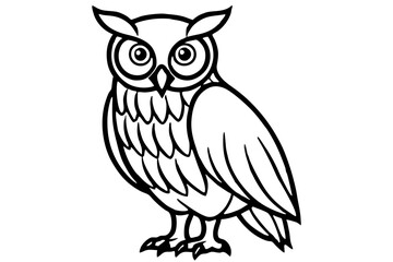 Owl line art vector illustration and white background