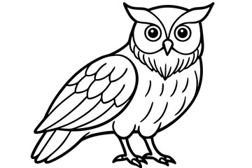 Owl line art vector illustration and white background