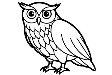 Owl line art vector illustration and white background