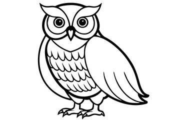 Owl line art vector illustration and white background