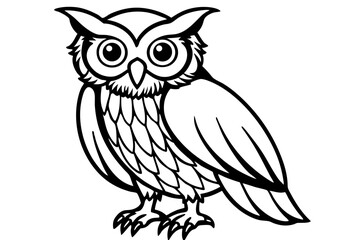 Owl line art vector illustration and white background