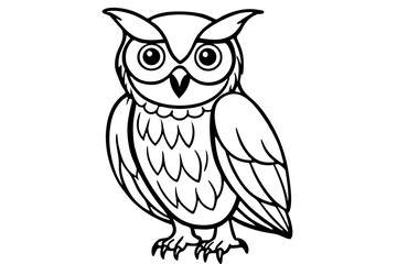 Owl line art vector illustration and white background