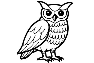 Owl line art vector illustration and white background