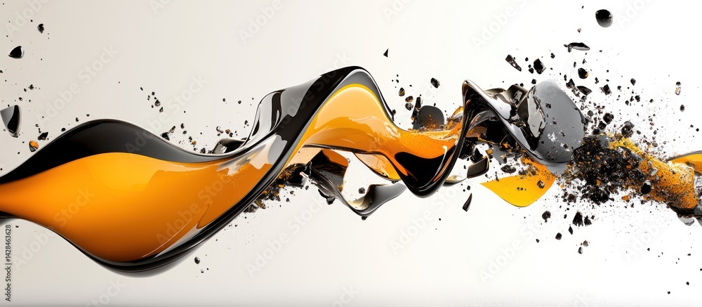 Aufkleber dynamic fusion of liquid amber and obsidian, creating an abstract fluid motion