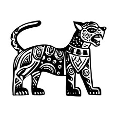 A vintage style illustration of a jaguar symbol 