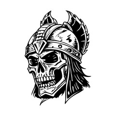 A vintage style illustration of a skull helmet 