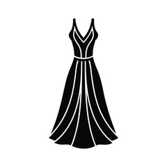 Flowy Maxi Dress with V Neck Vector Illustration