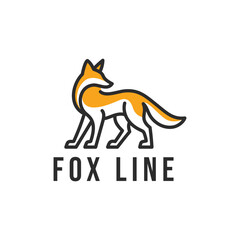 A stylish and minimalist fox logo design featuring a sleek fox silhouette with orange and white colors. Ideal for businesses in nature, wildlife, or premium branding.