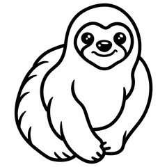 Lazy Sloth Line Art