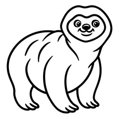 Lazy Sloth Line Art