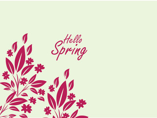 Hello Spring Floral Design with Leaves and Flowers