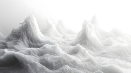 Fototapeta premium Churning ocean waves abstract nature scene horizontal pure white background calm environment