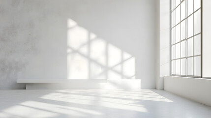 Fototapeta premium Modern natural light interior design minimalist studio white background bright atmosphere