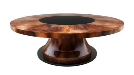 Round Wooden Table High Gloss Black Centerpiece for Contemporary Dining Rooms.