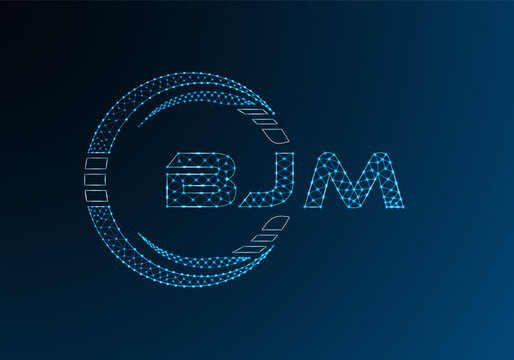 BJM low poly letter logo vector design. BJM lower poly logo design.