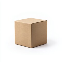 Fototapeta premium Cardboard box simple cube shape on white background