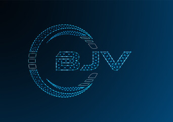 BJV low poly letter logo vector design. BJV lower poly logo design.