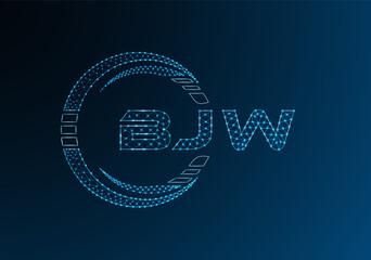 BJW low poly letter logo vector design. BJW lower poly logo design.