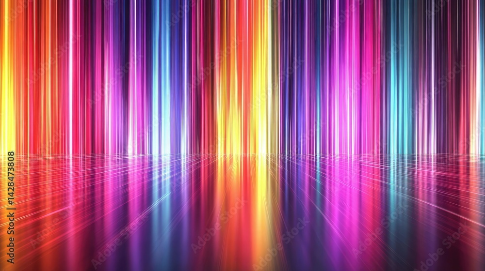 Poster abstract colorful vertical light beams reflection effect holographic background design