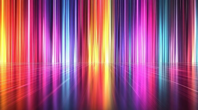 Abstract Colorful Vertical Light Beams Reflection Effect Holographic Background Design