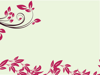 Elegant Floral Design with Swirls and Leaves on Pale Green Background