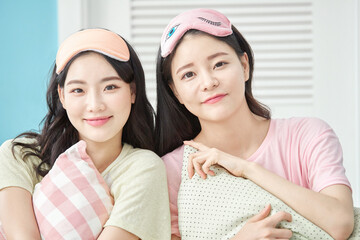 Girls' Pajama Party with Pillows and Sleep Masks
