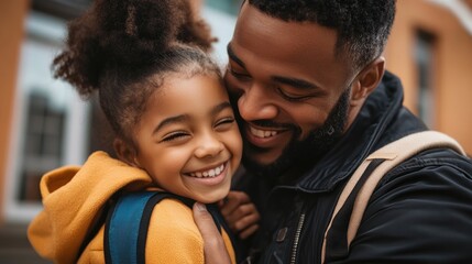 Affectionate father and daughter embracing outdoors.