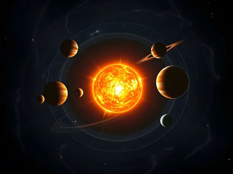 solar system with sun