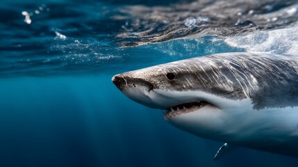 Naklejka premium Great white shark underwater