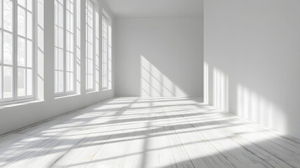 Obraz premium Bright minimalist interior design showcase modern space white background natural light aesthetic appeal