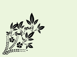 Elegant Black Floral Design on Light Green Background