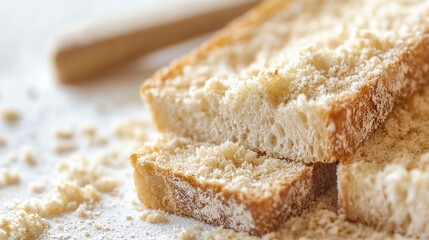 Close-up of Slices of Bread with Crumbs for Culinary Projects