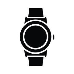 Wristwatch with Round Face Silhouette Icon Vector