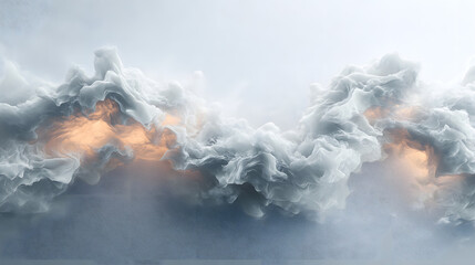 Obraz premium Dramatic cloud formation with fiery highlights sky digital art calm atmosphere aerial view nature impact