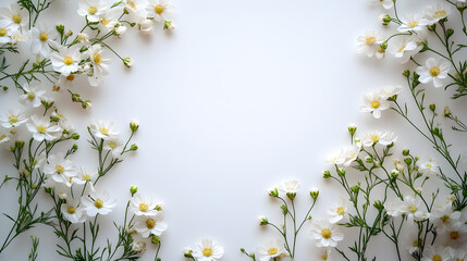 Floral arrangement display with white background nature photography minimalist top-down view