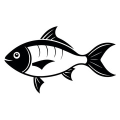 Fototapeta premium Stylized Black and White Fish Illustration Design