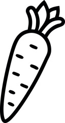 Line Art Carrot Vector Illustration with Detailed Leaves – Fresh Organic Root Vegetable Outline Drawing for Healthy Food, Farm, and Botanical Projects