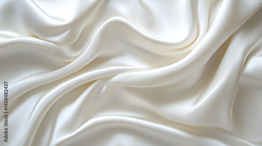 Poster elegant white silk fabric texture horizontal view soft and smooth material pure background