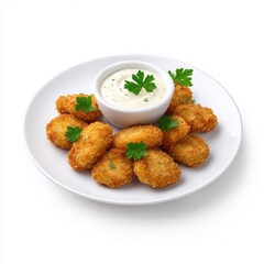 Fototapeta premium Fried nuggets with sauce isolated on white background