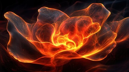 Abstract fiery flower in deep space.