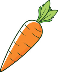 Vector Illustration of Fresh Carrot with Detailed Leaves – Organic Root Vegetable Design for Healthy Food, Farming, and Nutrition Concepts