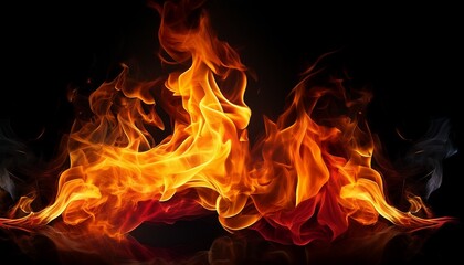 yellow orange and red fire flame isolated on background