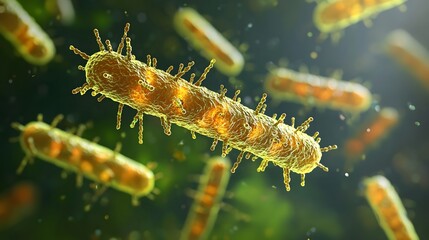 Naklejka premium Detailed 3D Render of Microscopic Virus or Bacteria Cells for Medical Research and Healthcare