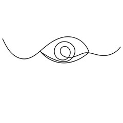 Eyes continuous one line drawing outline vector icon	