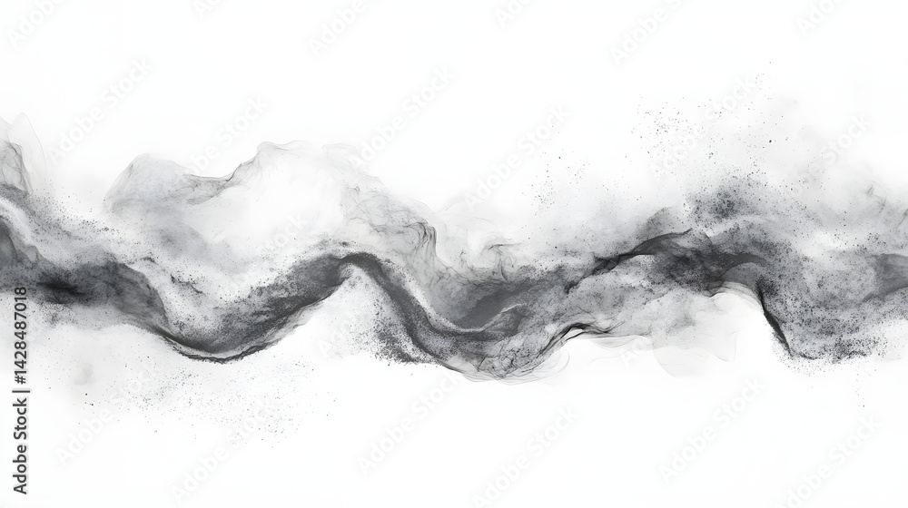 Poster dynamic smoke flowing across pure white background abstract art minimalist design horizontal view