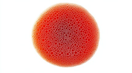 Red Bubble Sphere Macro with Dense Foam Clusters Against White Background