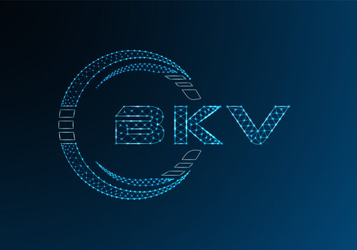 BKV low poly letter logo vector design. BKV lower poly logo design.