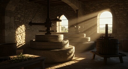 Sunlit Olive Mill: A Glimpse into Traditional Oil Production