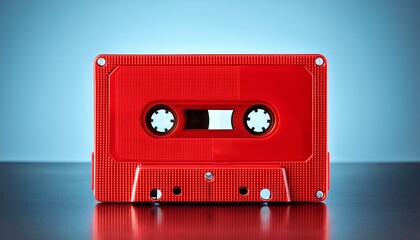 Obraz premium red audio cassette isolated on background